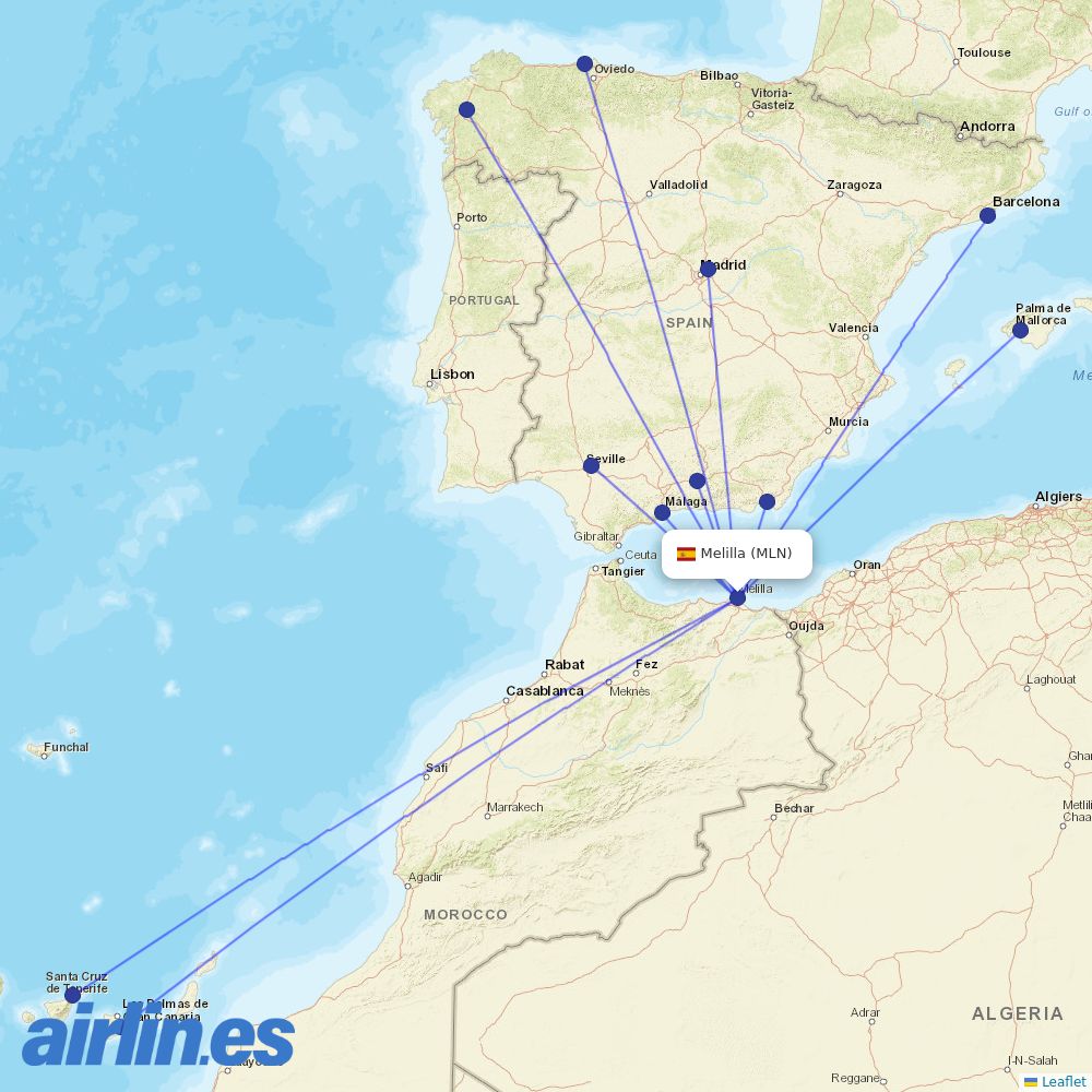 Iberia at MLN route map