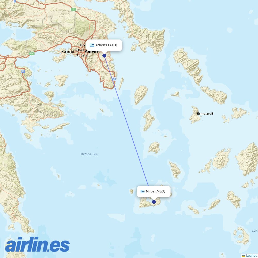Sky Express at MLO route map