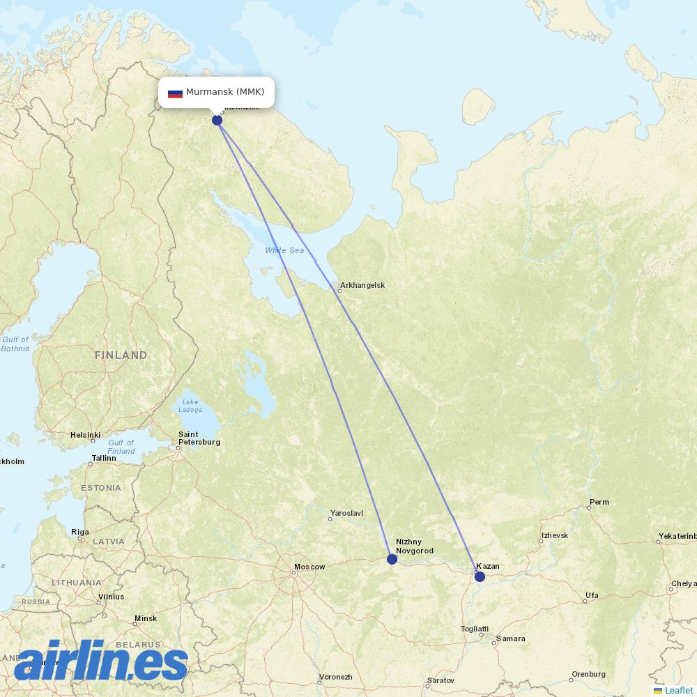 Ikar from Murmansk destination map