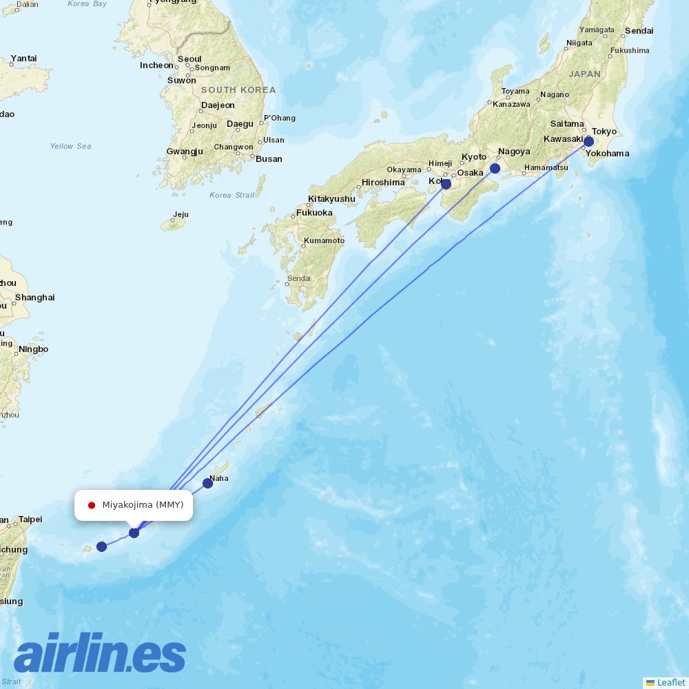 ANA from Miyako Jima destination map