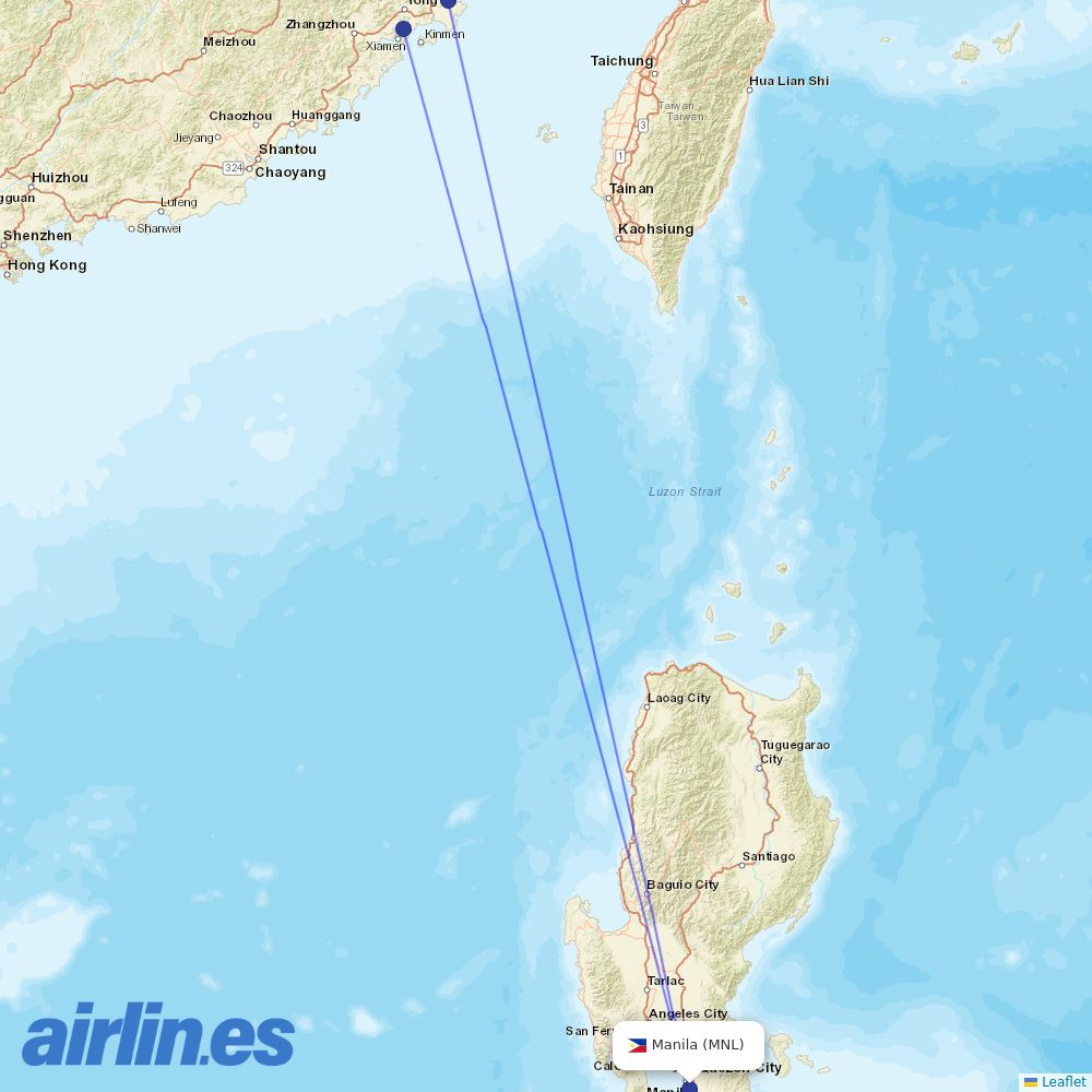 Xiamen Airlines from Ninoy Aquino International destination map
