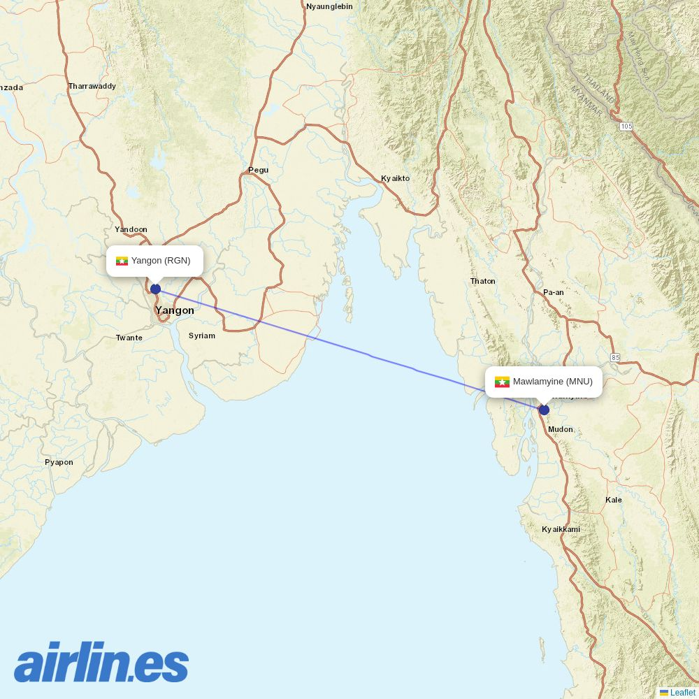 Germania from Mawlamyine Airport destination map