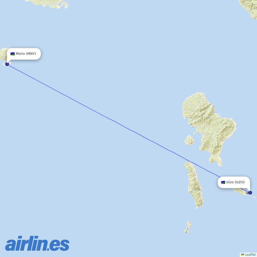Solomon Airlines from Mono destination map