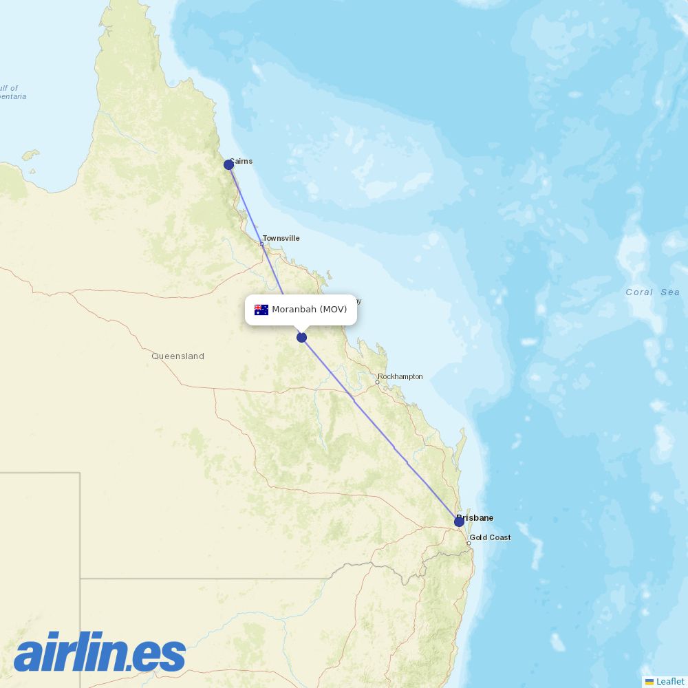 Alliance Airlines at MOV route map