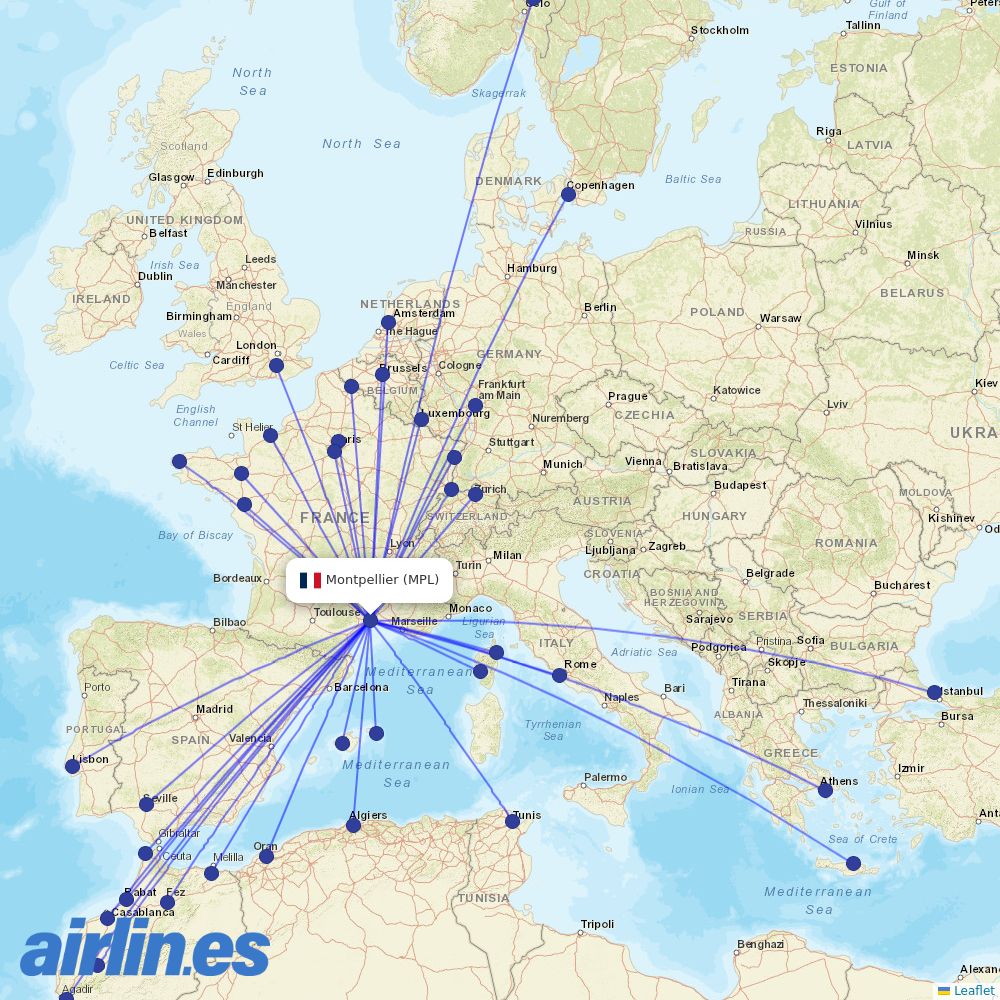 Volotea from Mediterranee destination map