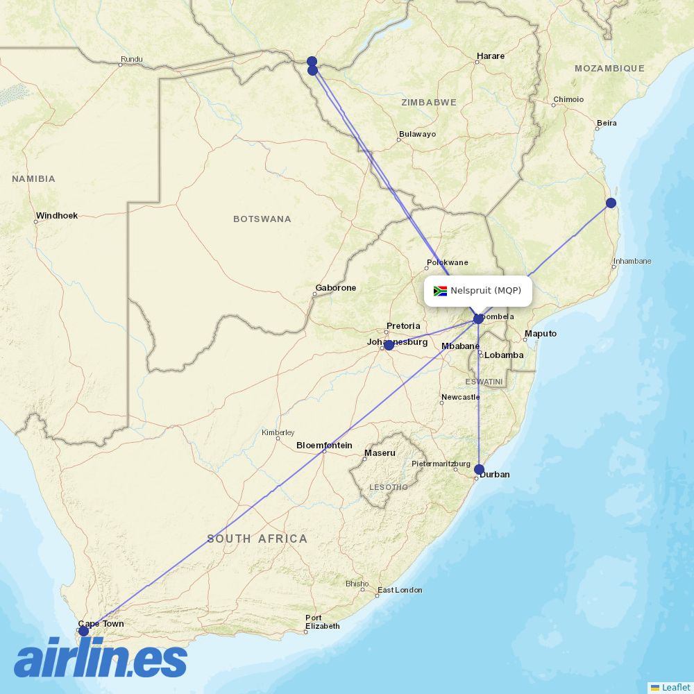 Airlink at MQP route map