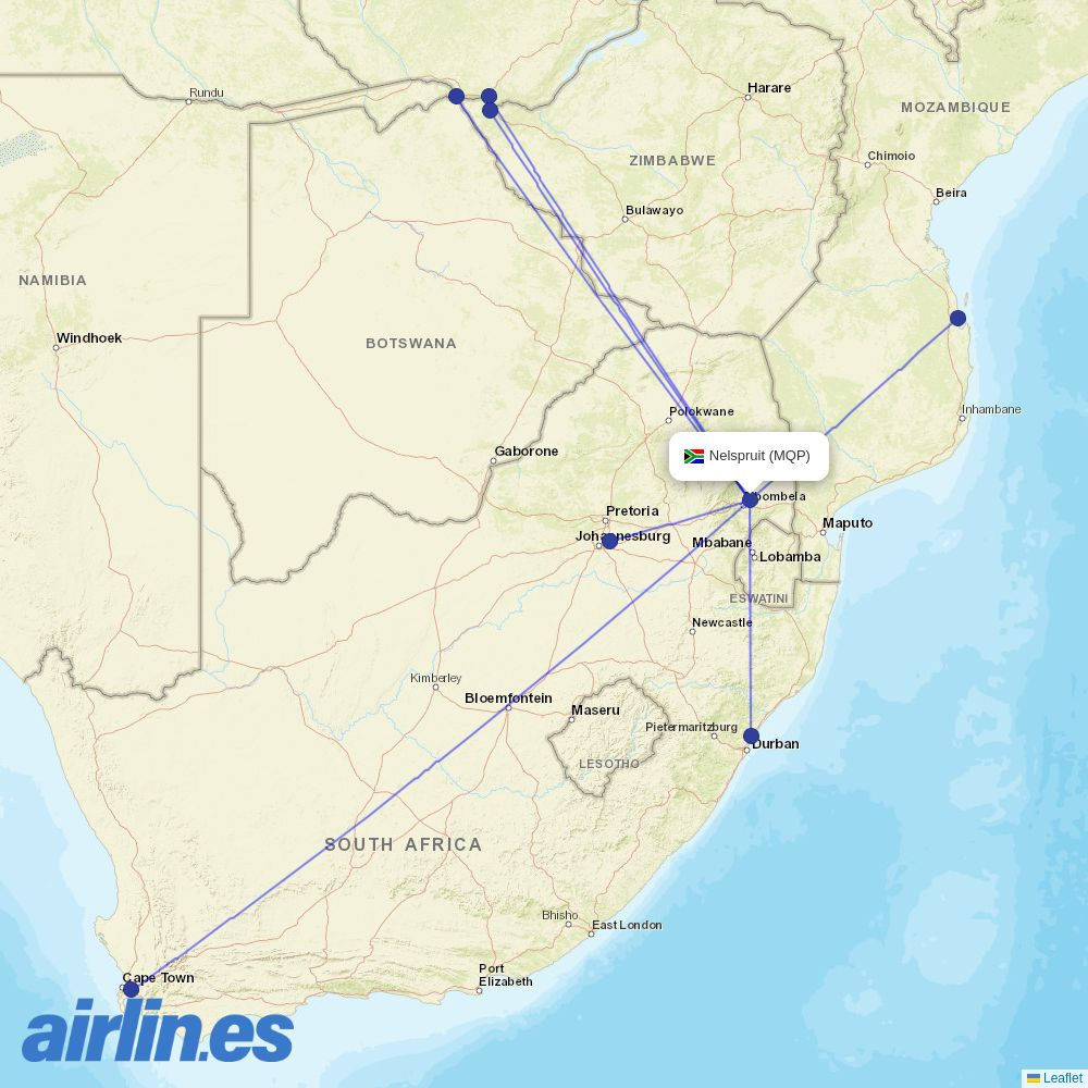 Safair at MQP route map