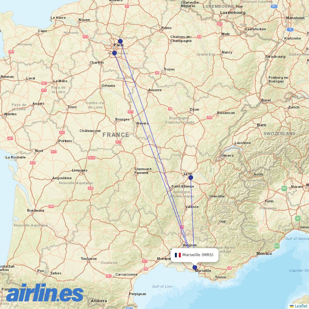 Air France at MRS route map