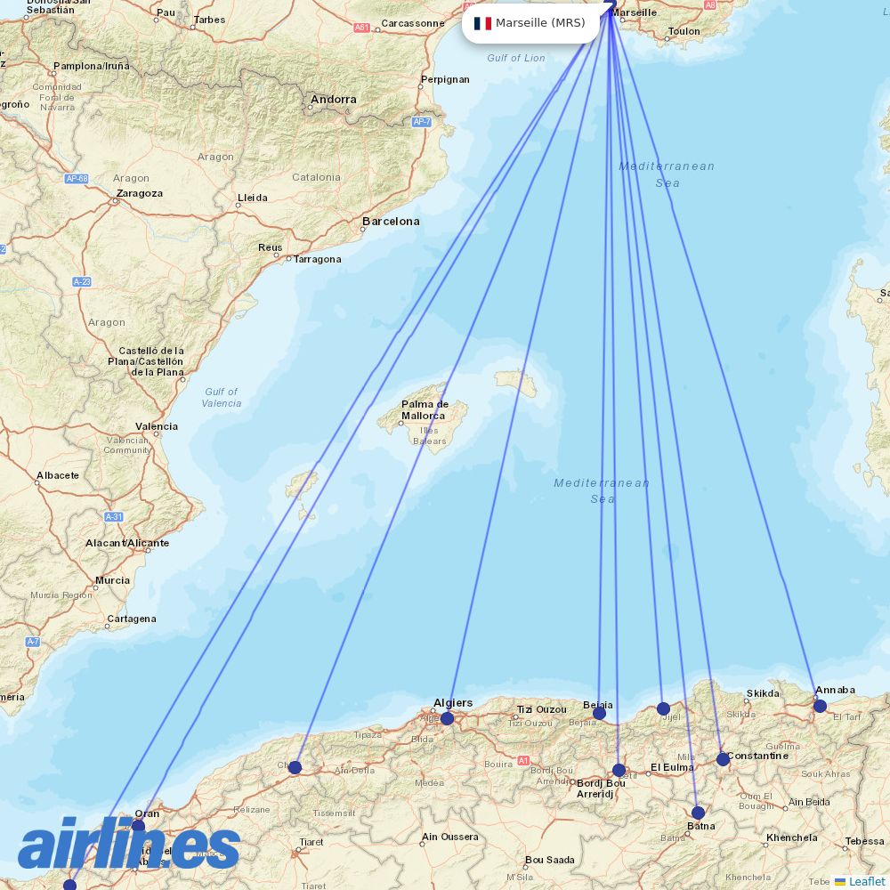 Air Algerie at MRS route map