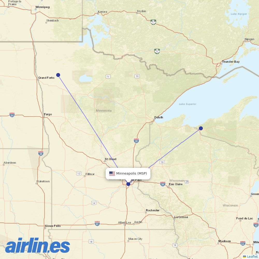 Key Lime Air at MSP route map