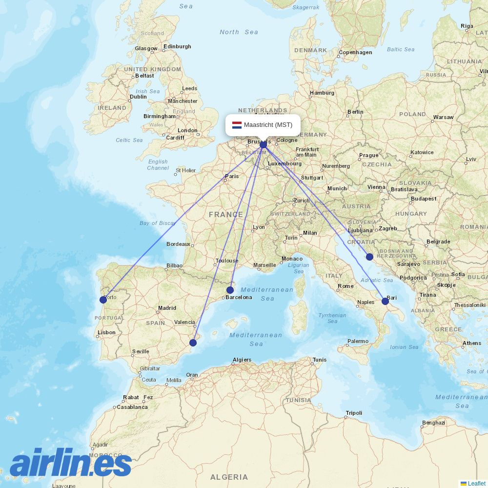Wizz Air Malta from Maastricht destination map