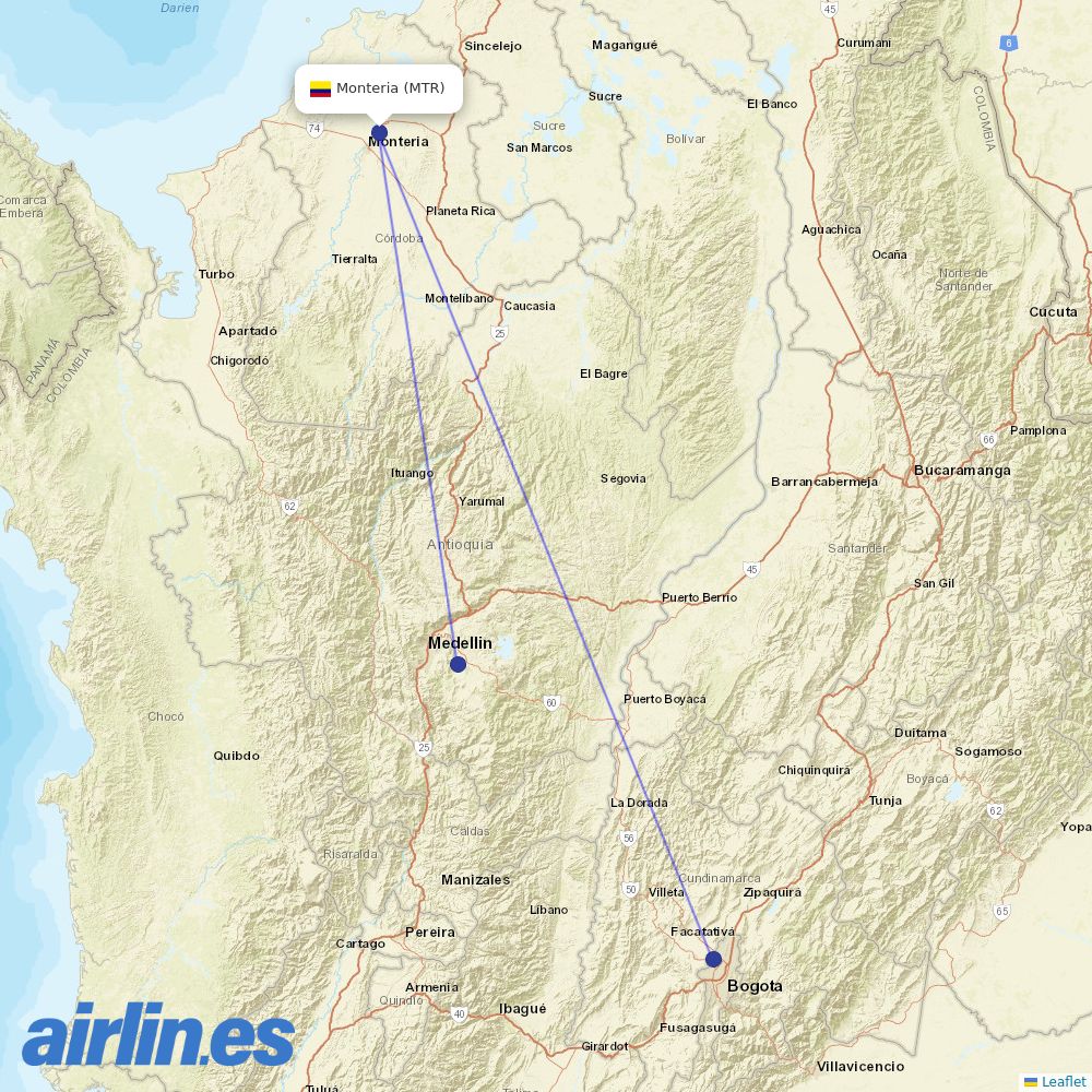 LATAM Airlines from Los Garzones destination map