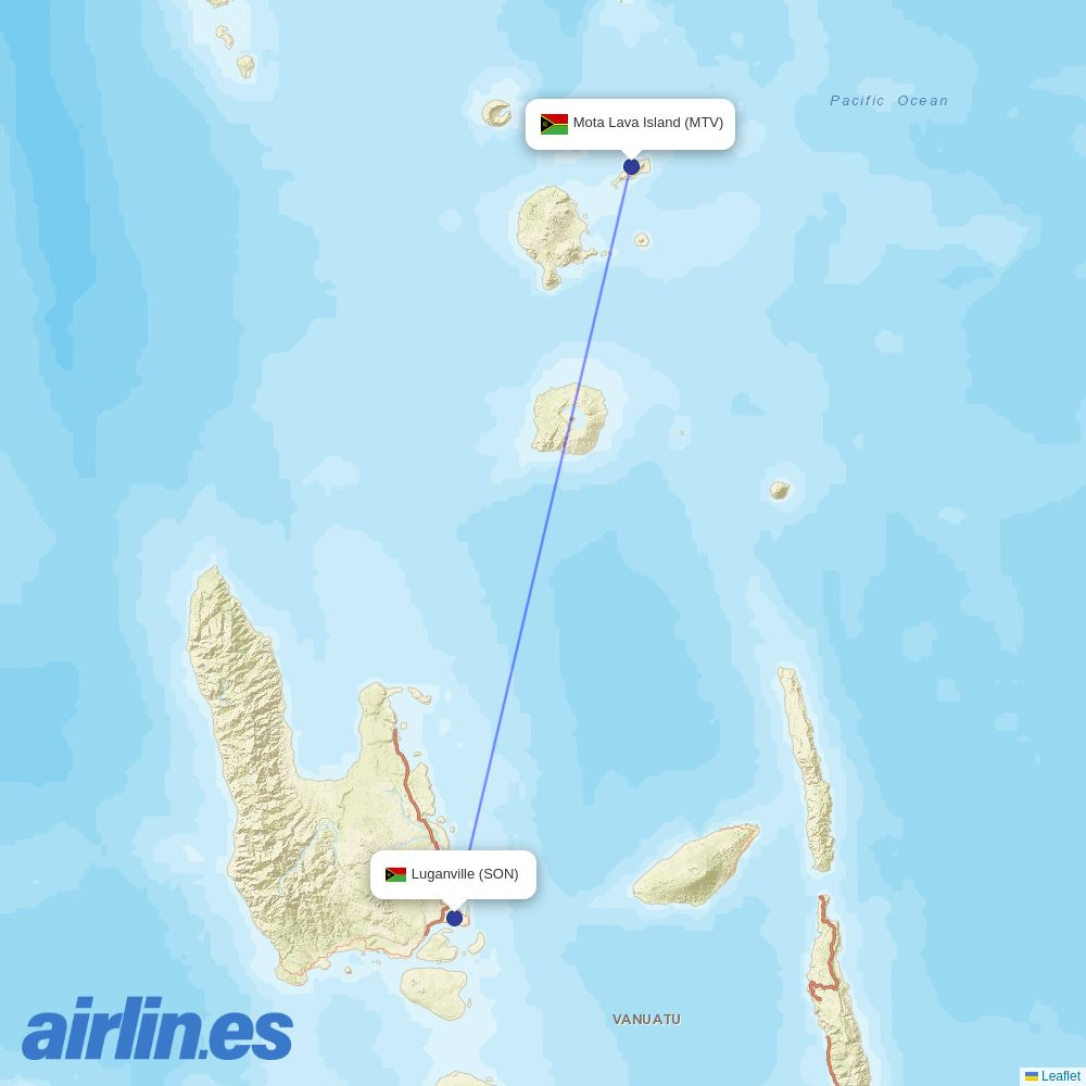 Air Vanuatu at MTV route map