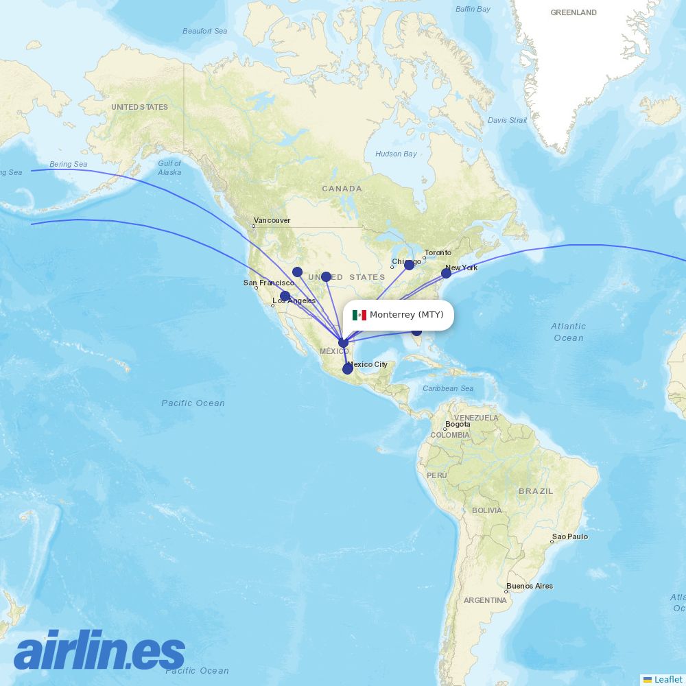 Aeromexico at MTY route map