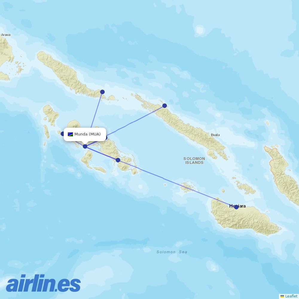 Solomon Airlines at MUA route map