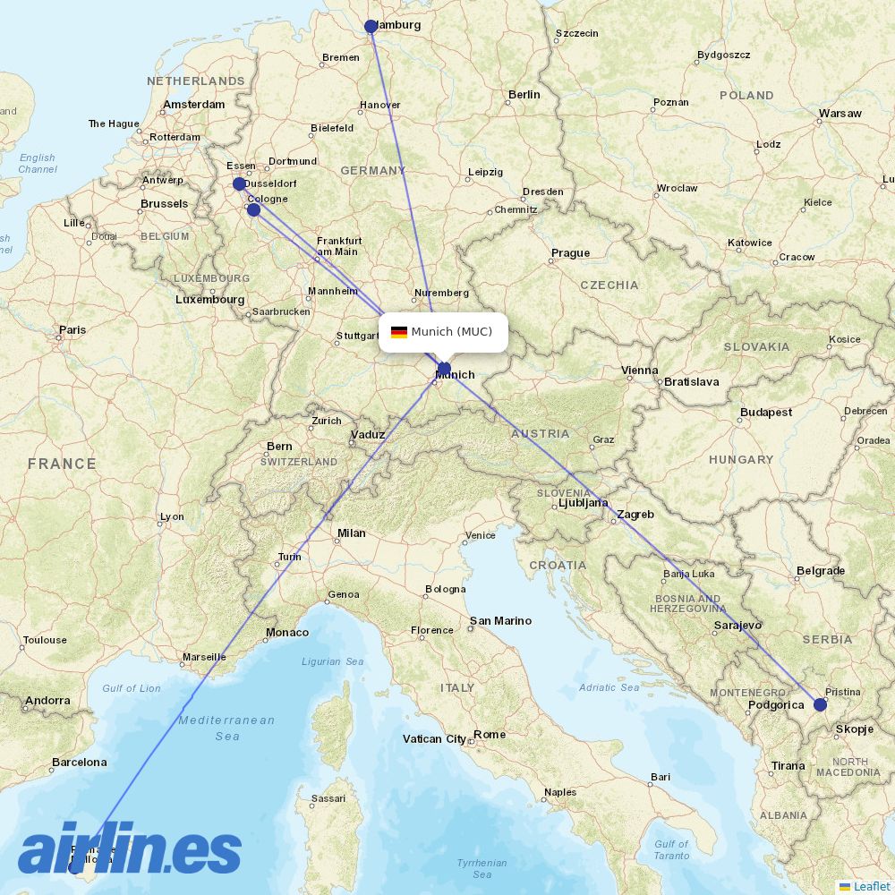 Eurowings at MUC route map