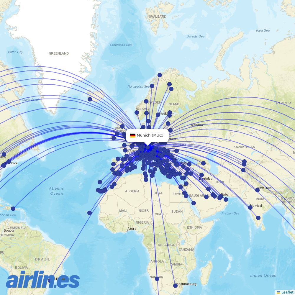 KM Malta Airlines at MUC route map