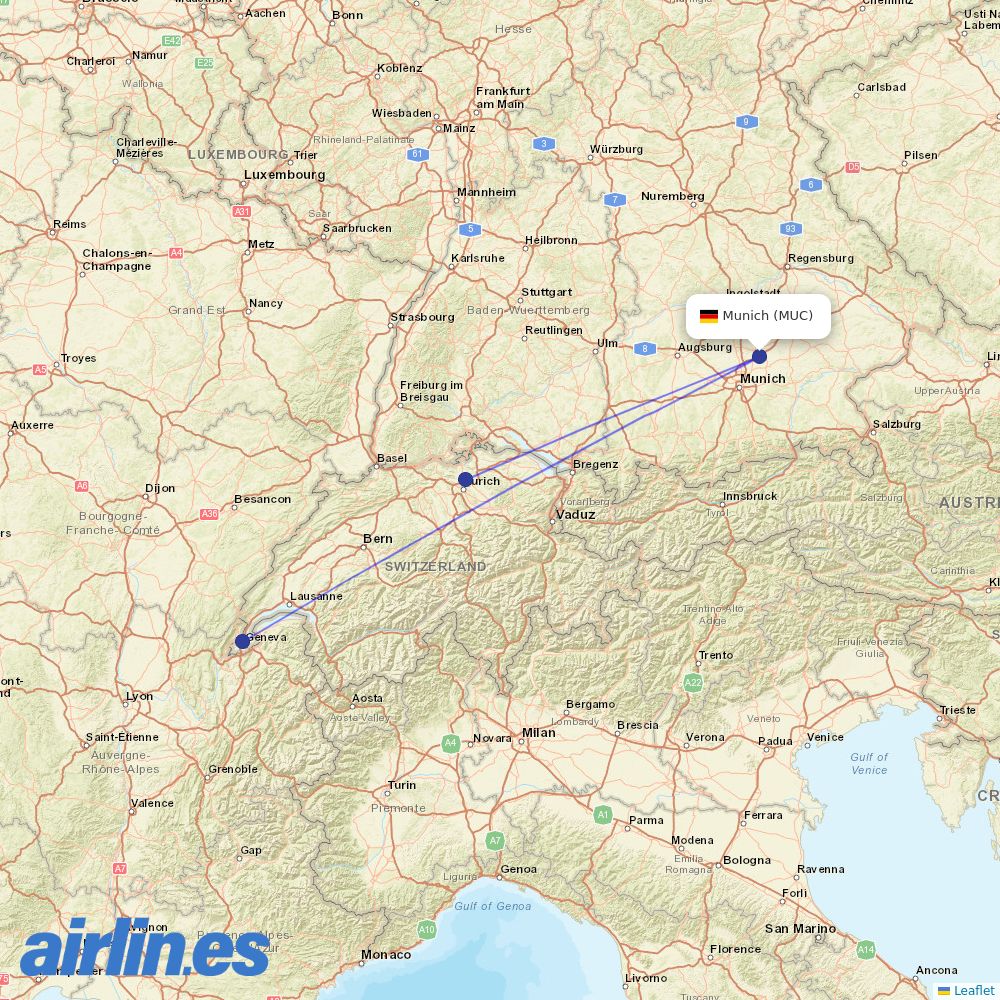 SWISS at MUC route map