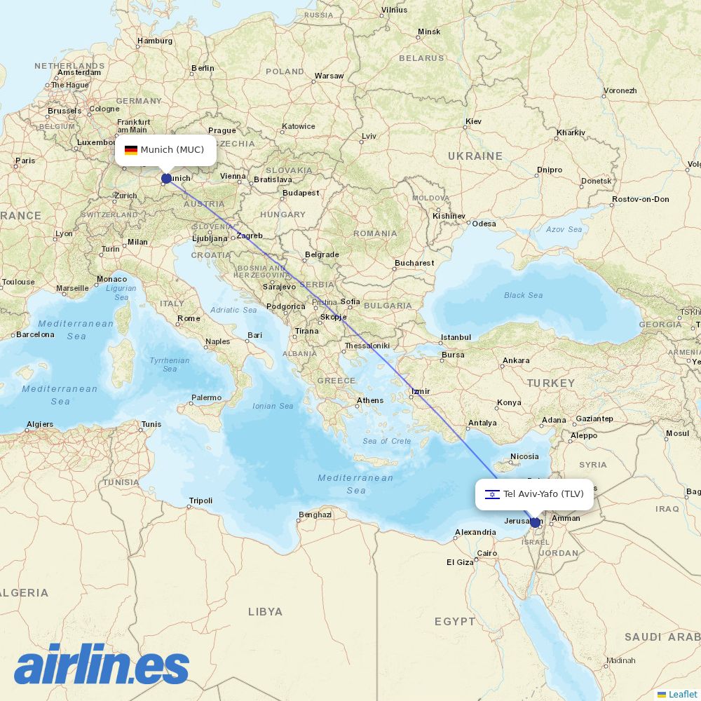El Al at MUC route map