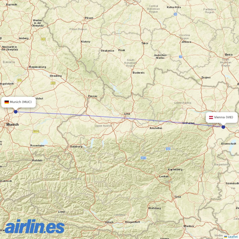 Austrian at MUC route map