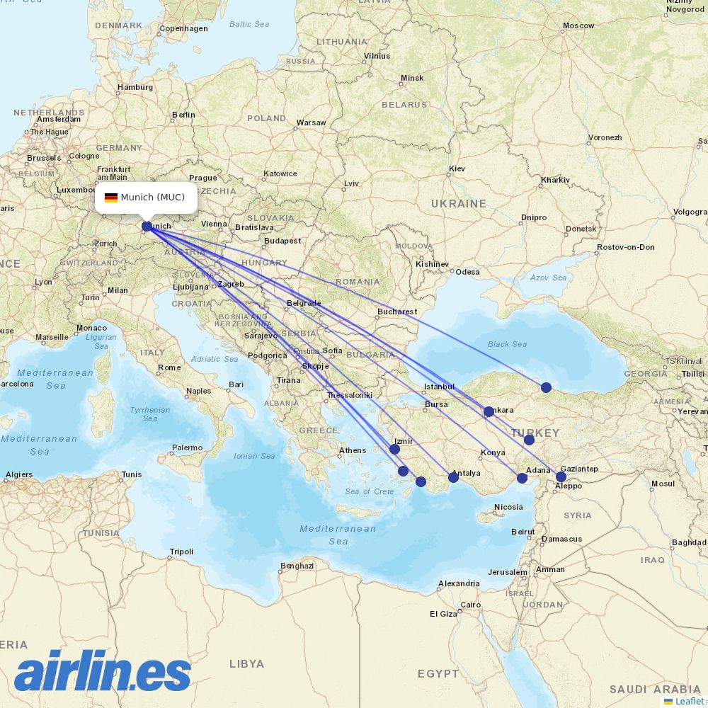 SunExpress at MUC route map