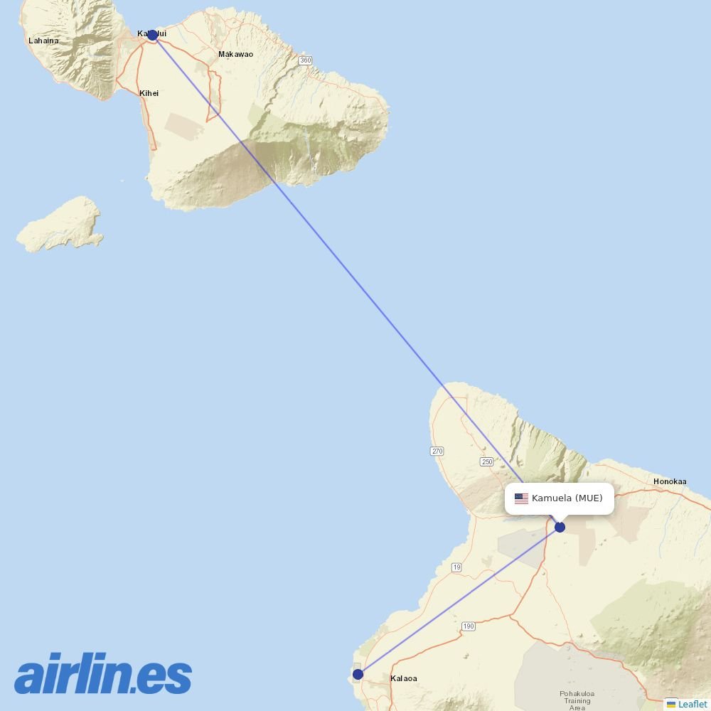 Southern at MUE route map