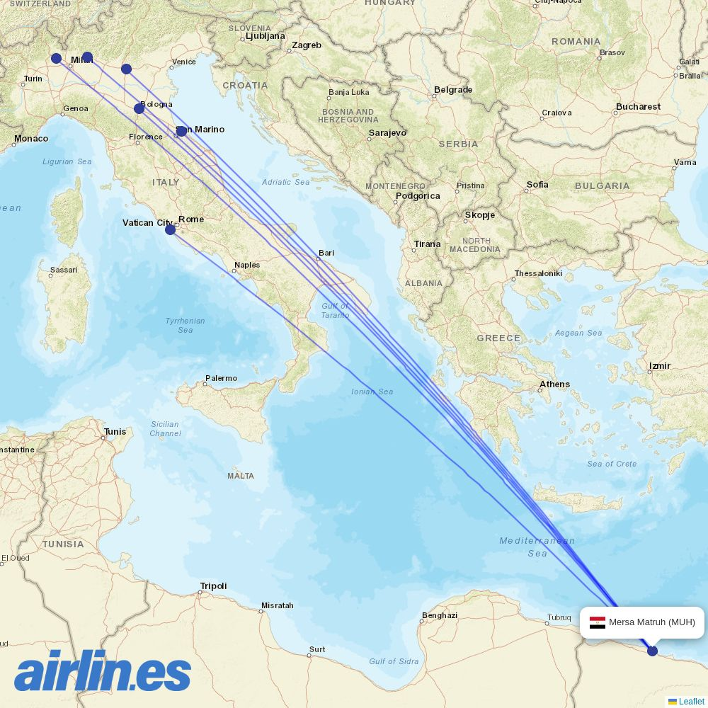Neos from Mersa Matruh destination map