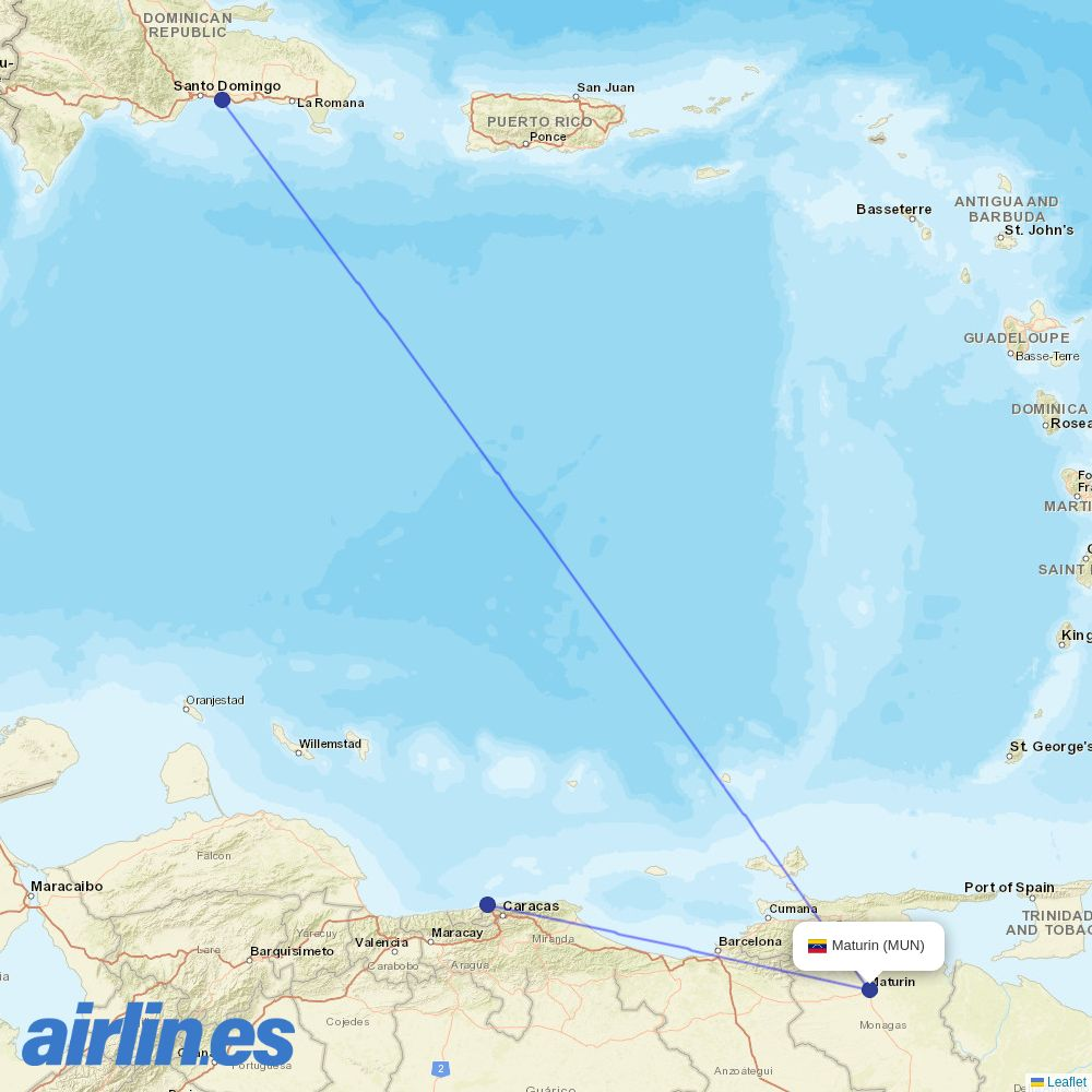Rutaca Airlines at MUN route map