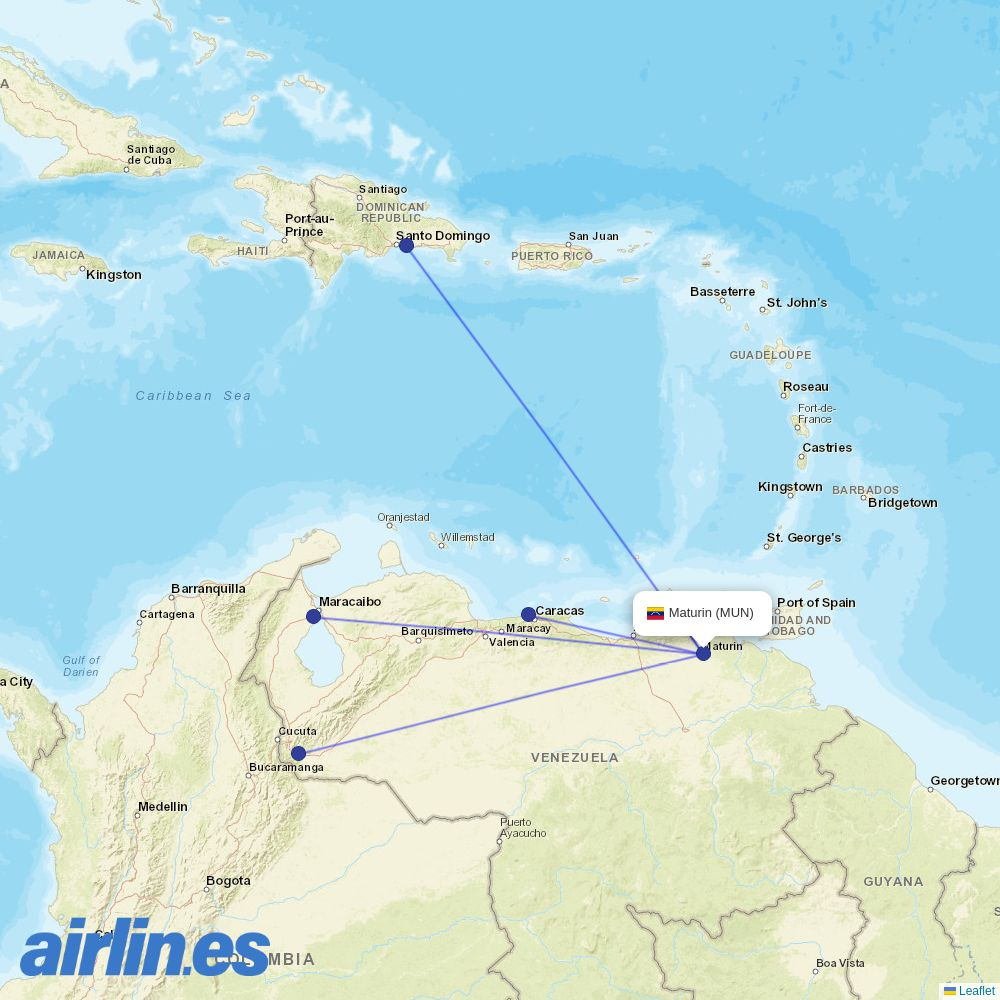 Conviasa at MUN route map