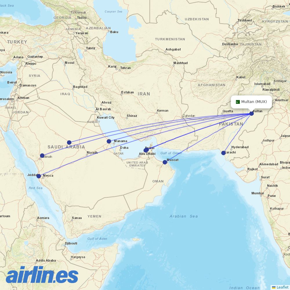 PIA at MUX route map