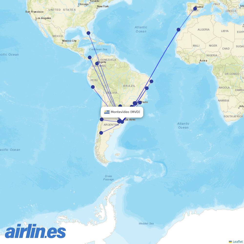 Silk Way Airlines from Carrasco International destination map