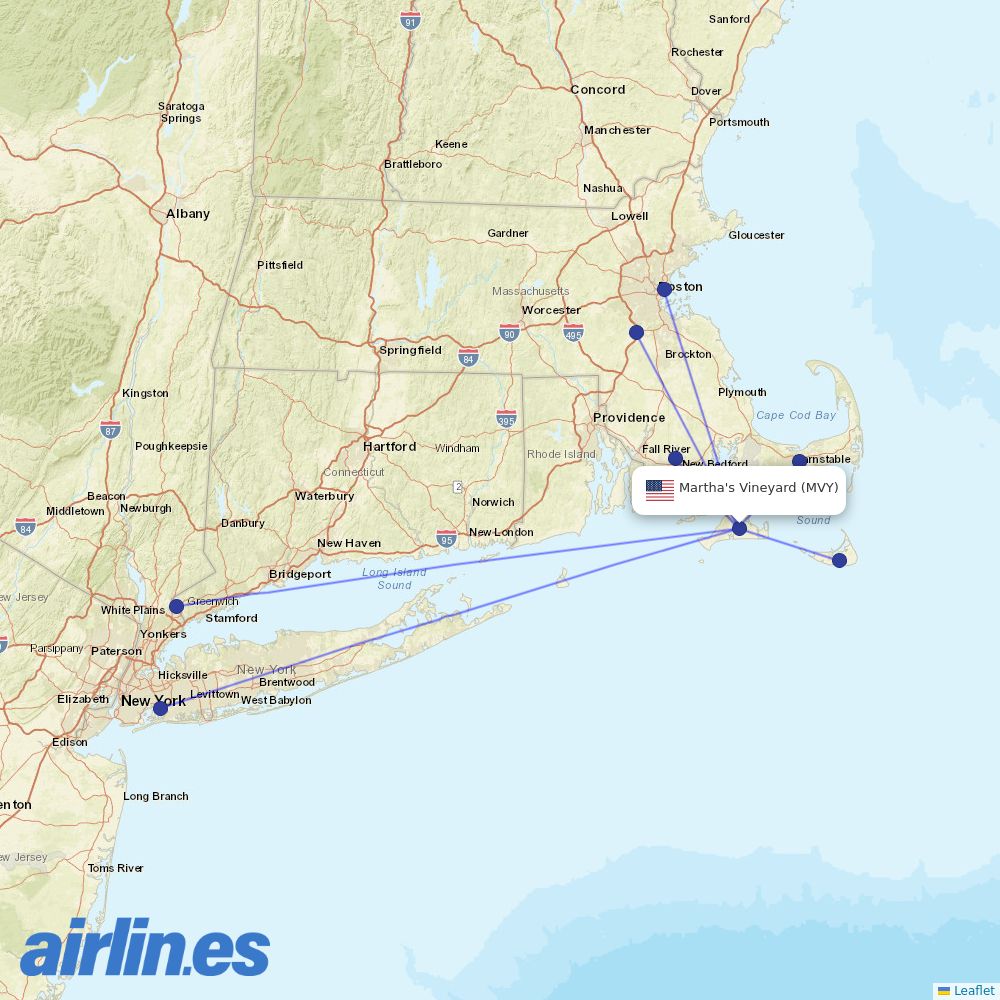 Cape Air at MVY route map