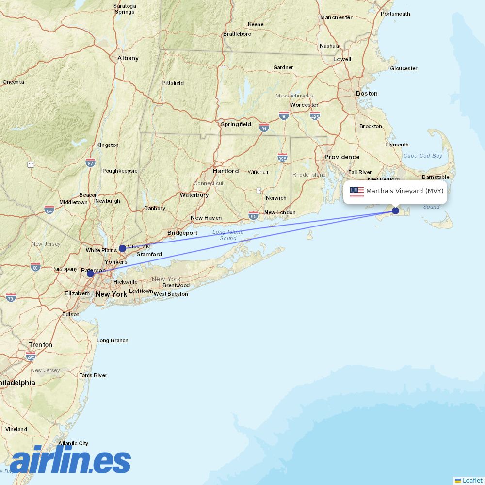 Tradewind Aviation at MVY route map