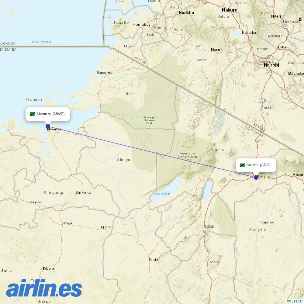  from Mwanza destination map