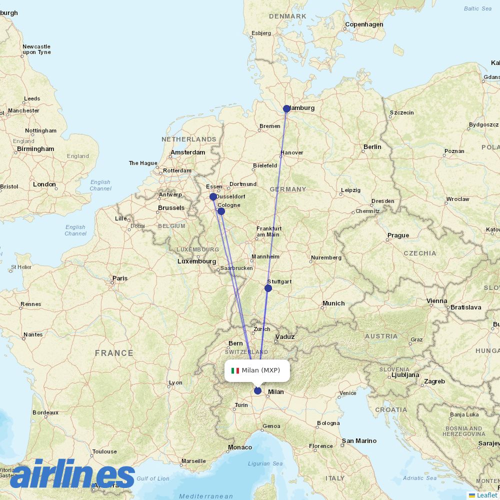 Eurowings from Milan Malpensa Airport destination map