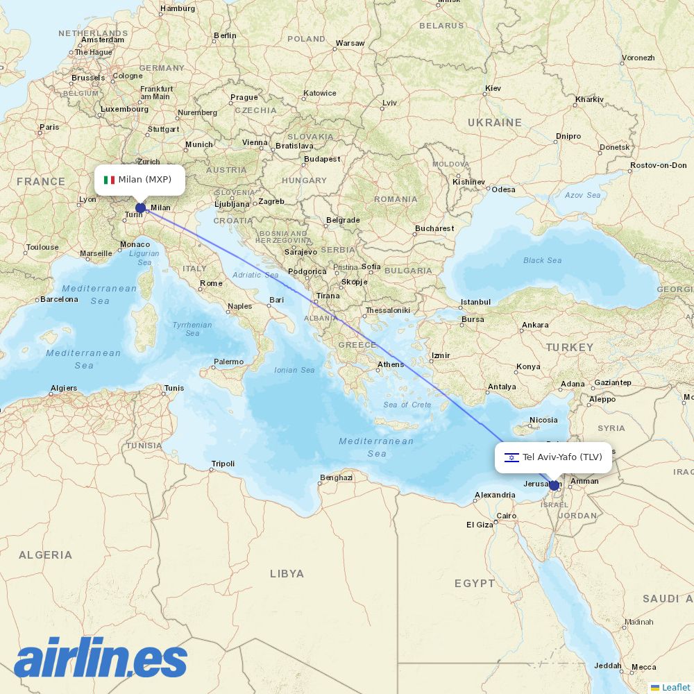 El Al at MXP route map