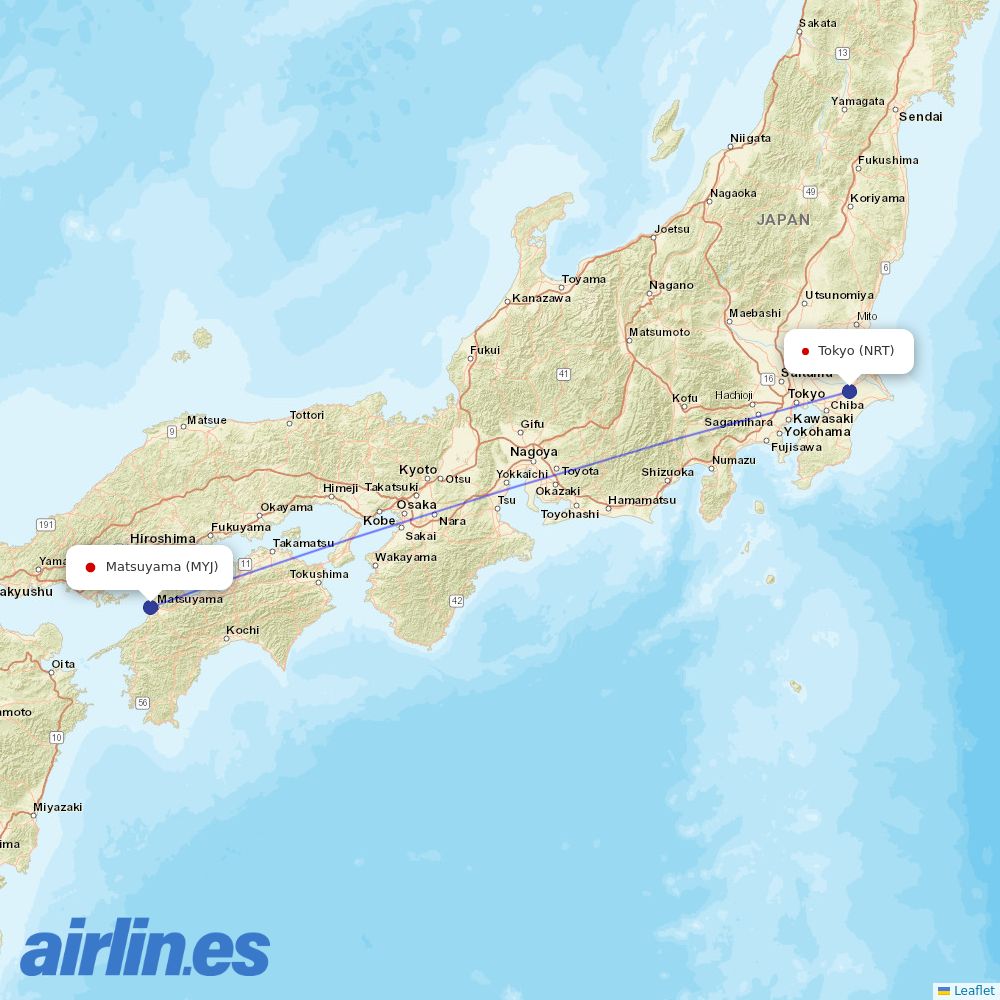 Jetstar Japan at MYJ route map