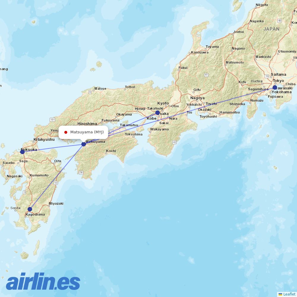 JAL at MYJ route map