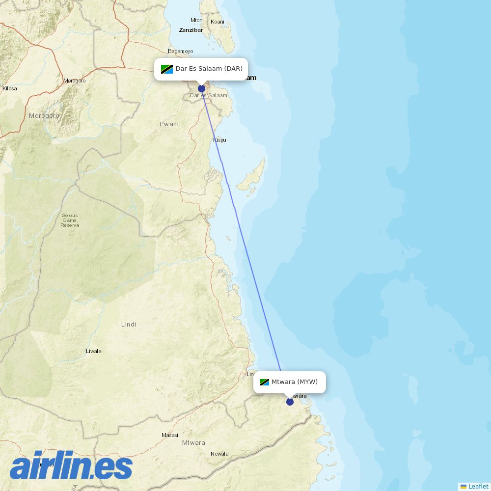 Precision Air at MYW route map