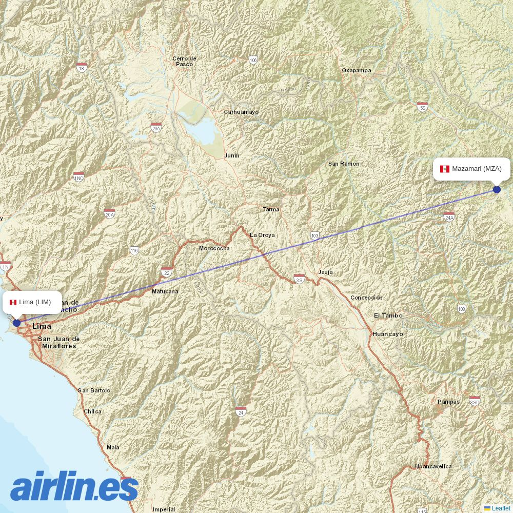 Atsa Airlines at MZA route map