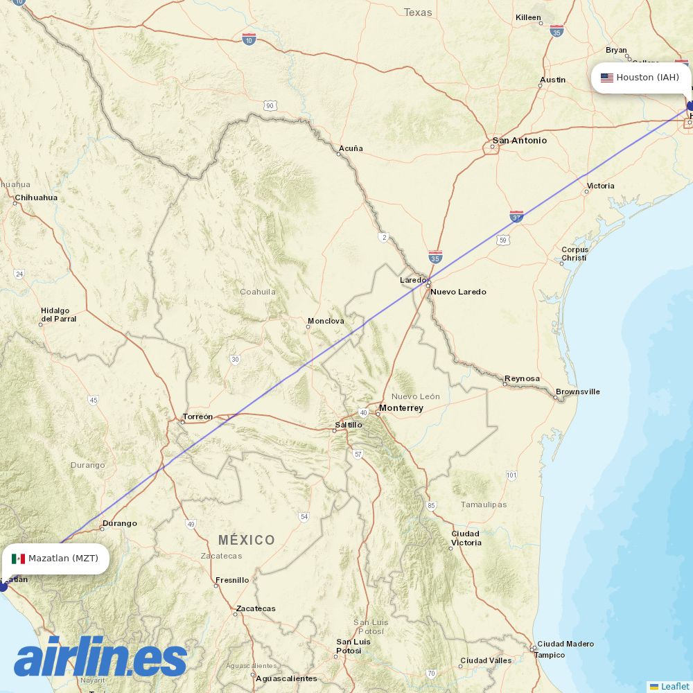 United Airlines from General Rafael Buelna International destination map