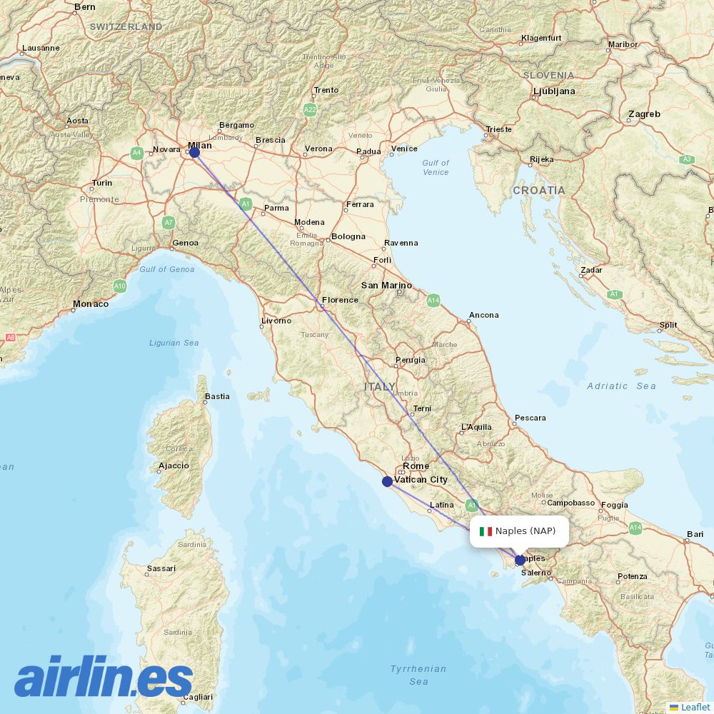 ITA Airways at NAP route map
