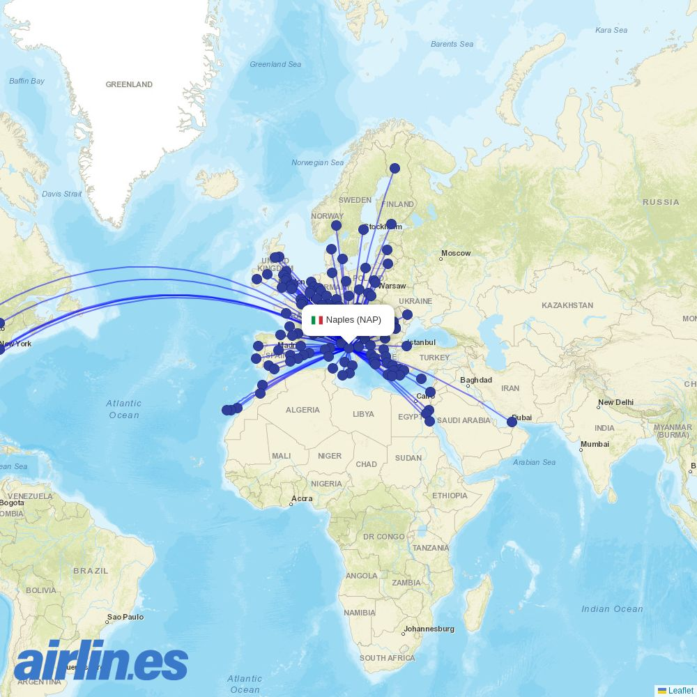 Wizz Air Malta from Naples International Airport destination map