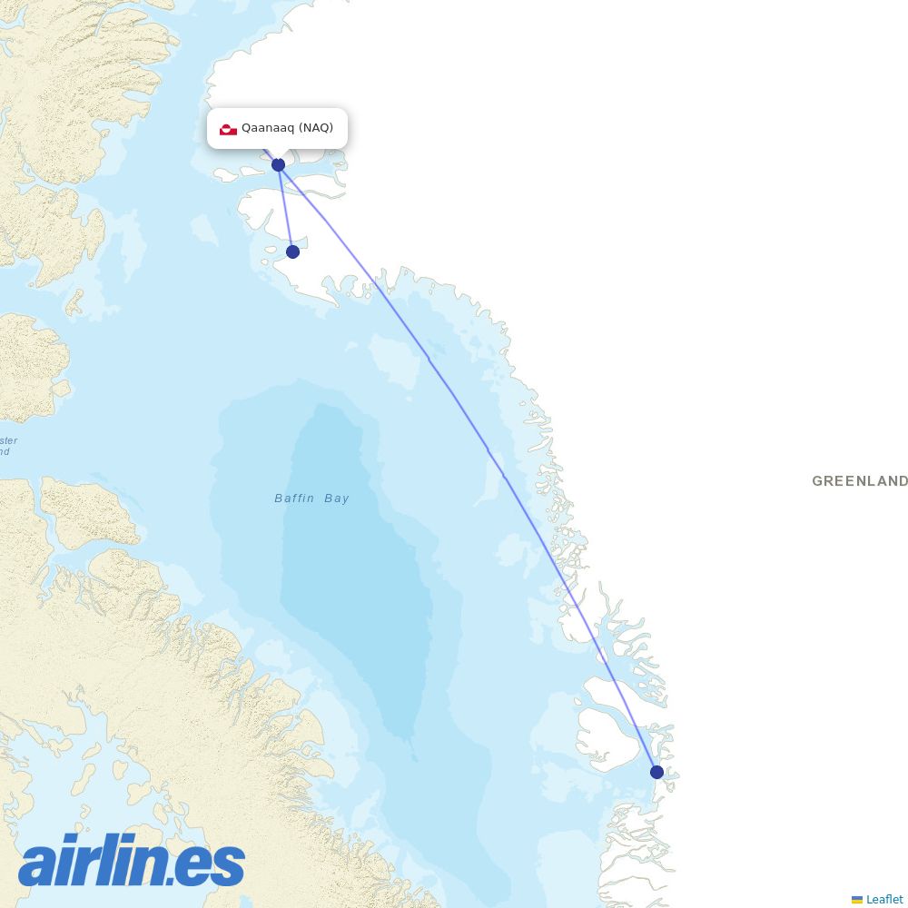 Air Greenland from Qaanaaq Airport destination map