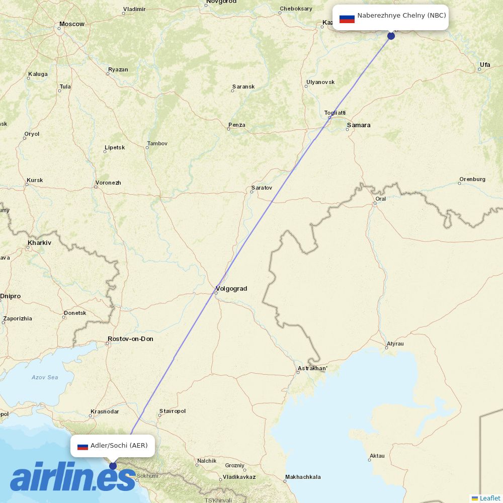 Nordwind Airlines from Beaufort Mcas destination map