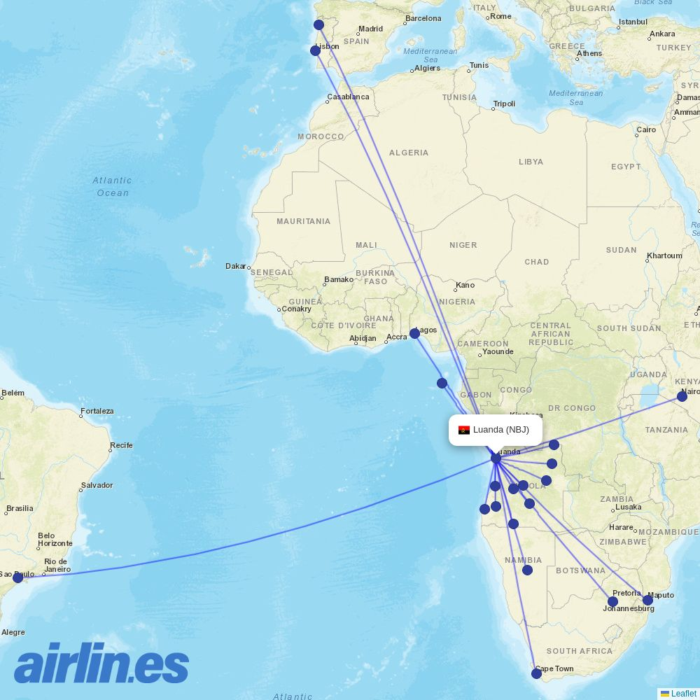 TAAG at NBJ route map