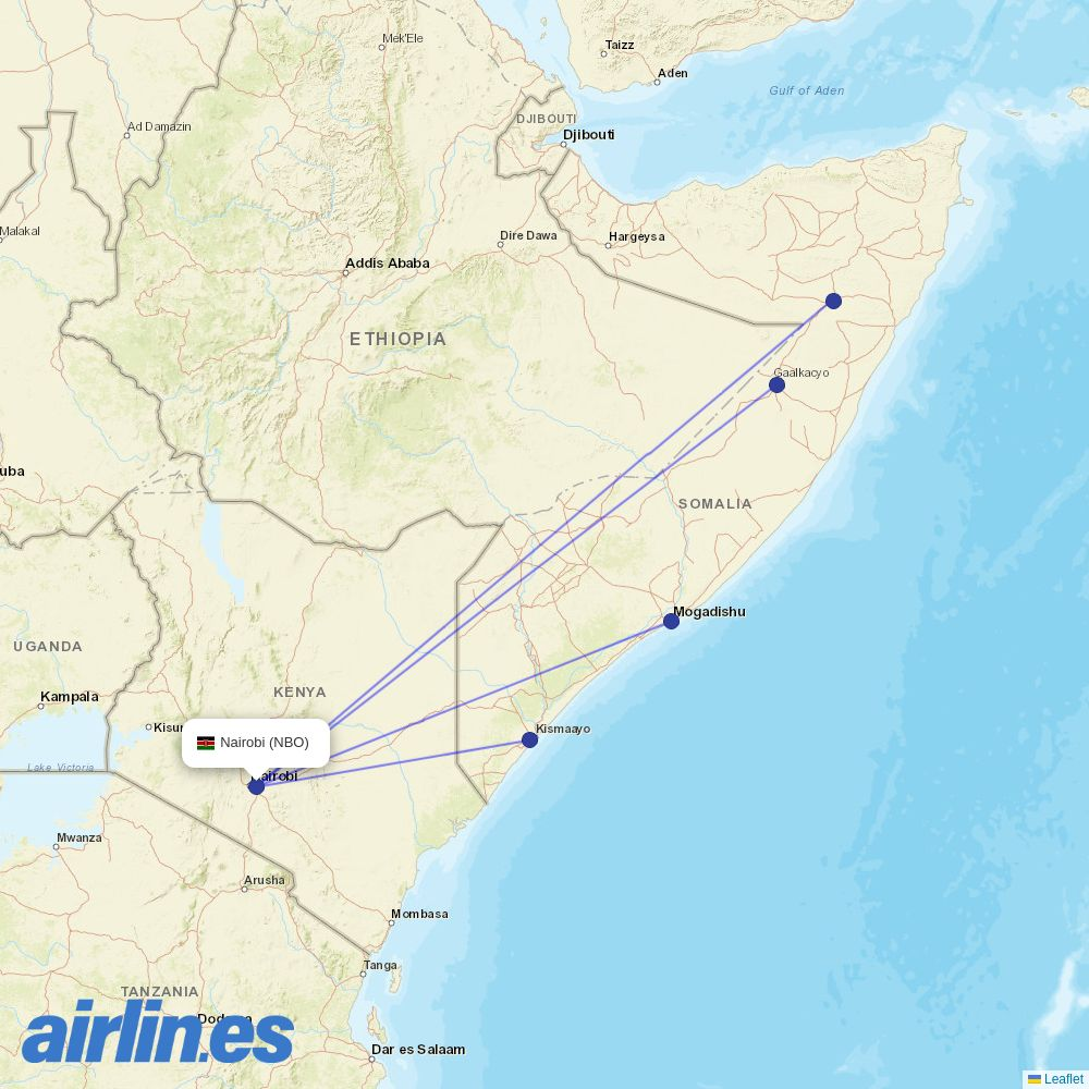 Freedom Airline Express from Jomo Kenyatta International destination map