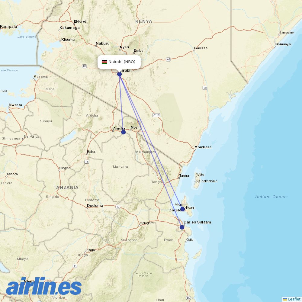 Precision Air at NBO route map