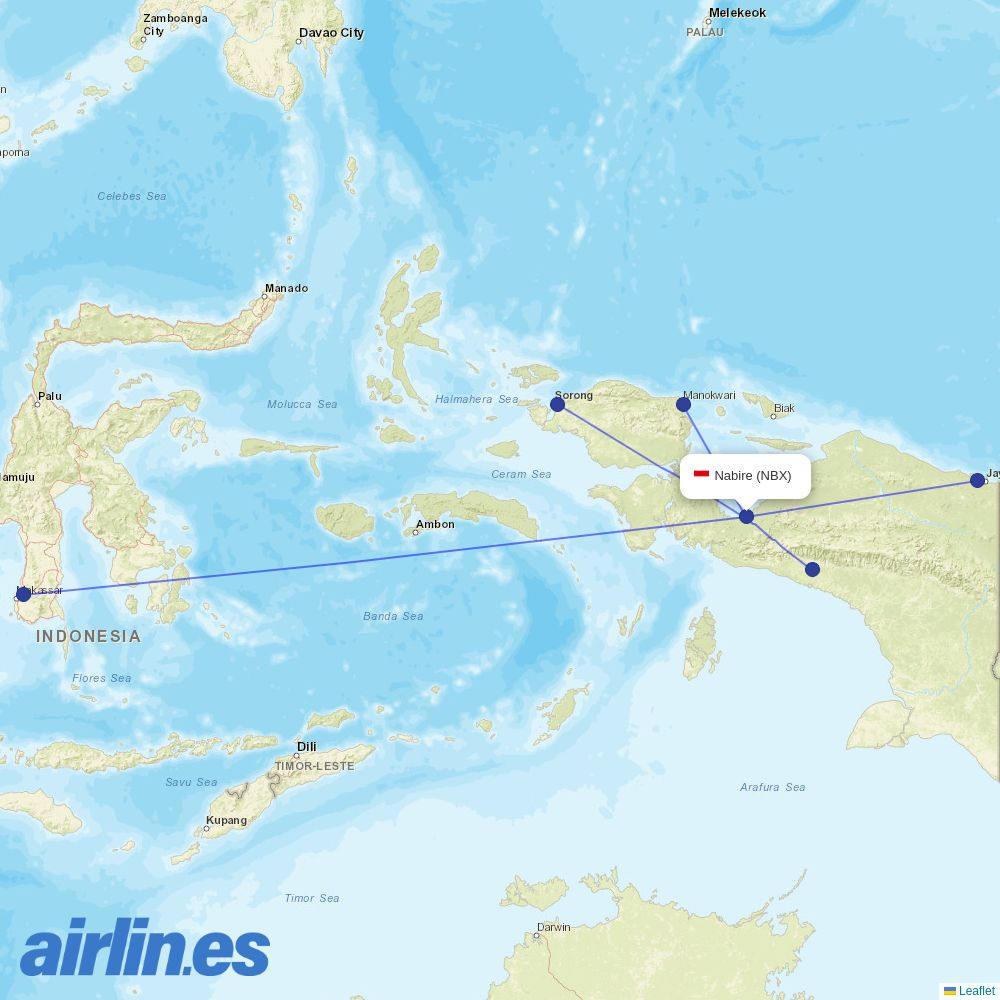 Wings Air from Nabire destination map