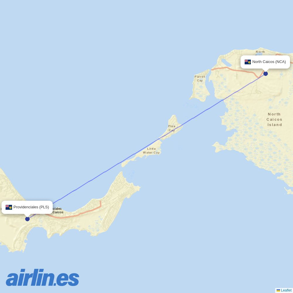 Caicos Express Airways at NCA route map